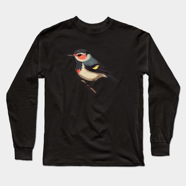 Rosy Cheeked Warbler bird Long Sleeve T-Shirt by BaliChili